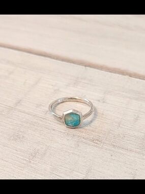 Kendra Scott Davis Sterling Silver Band Ring Silver And Turquoise Size 8